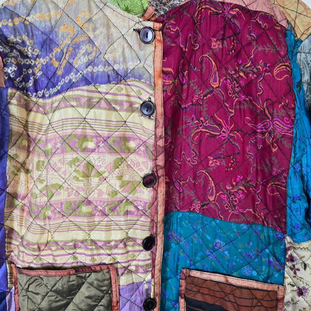 Sacred Threads Silk Patchwork Quilted Jacket Wome… - image 5